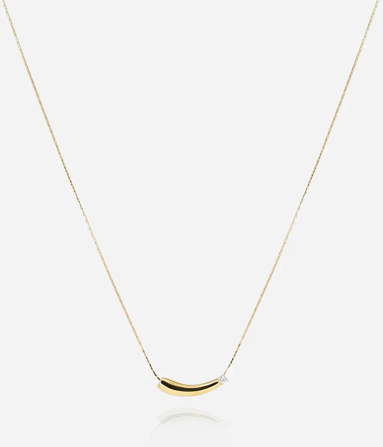 Collier Ellery ZAG barre dorée zircon acier collier fin femme Divinity Sète