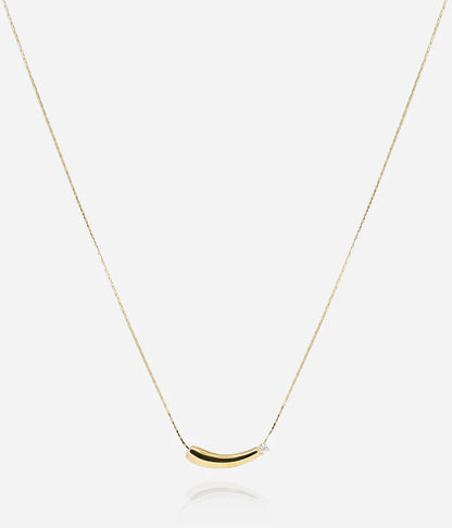 Collier Ellery ZAG barre dorée zircon acier collier fin femme Divinity Sète
