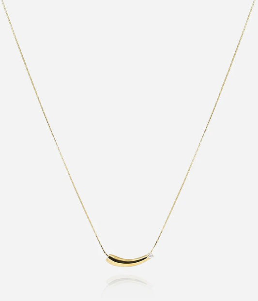 Collier Ellery ZAG barre dorée zircon acier collier fin femme Divinity Sète