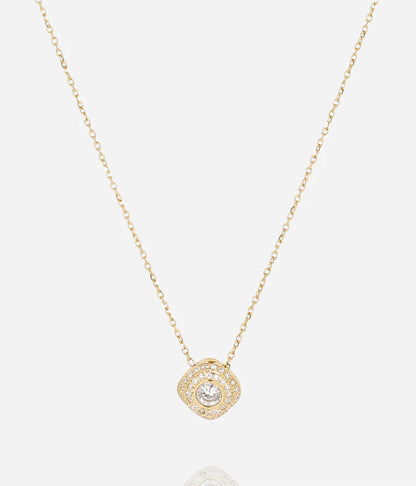 Collier Ermi ZAG acier doré pendentif zirconiums pavé bijou femme élégant Divinity Sète