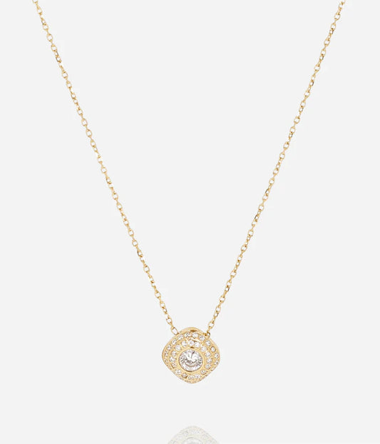 Collier Ermi ZAG acier doré pendentif zirconiums pavé bijou femme élégant Divinity Sète