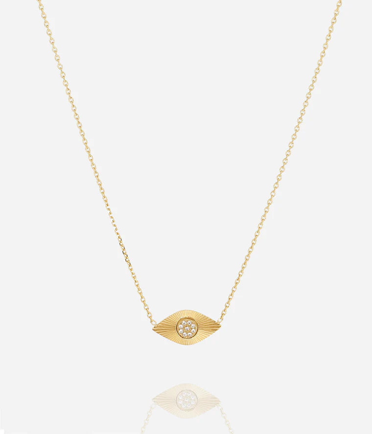 Collier Erone Zag avec pendentif œil doré et strass