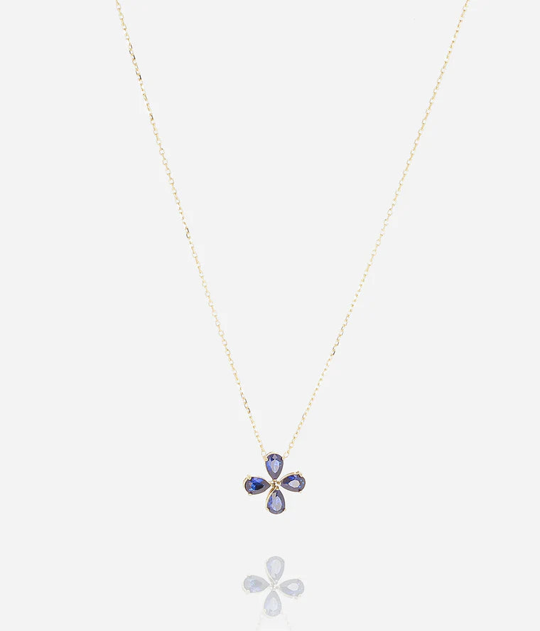 Collier Estial ZAG fleur pierres colorées acier doré bijou femme Divinity Sète
