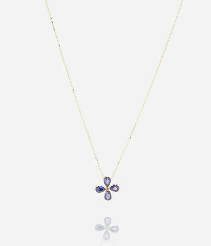 Collier Estial ZAG fleur pierres colorées acier doré bijou femme Divinity Sète