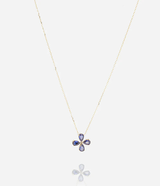 Collier Estial ZAG fleur pierres colorées acier doré bijou femme Divinity Sète