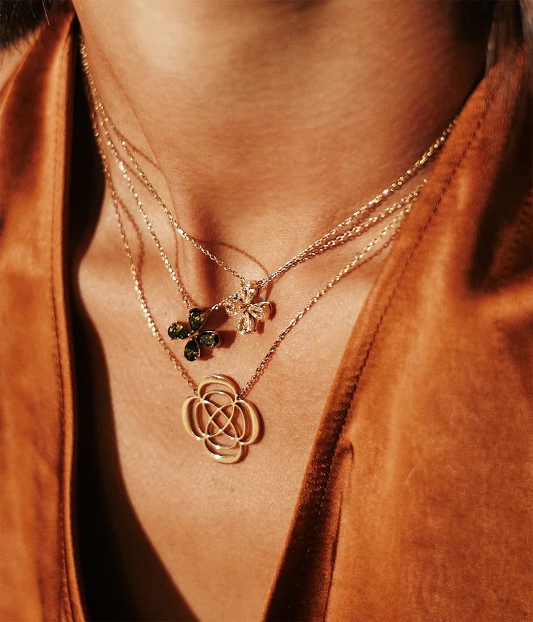 Collier Estial ZAG fleur pierres colorées acier doré bijou femme Divinity Sète