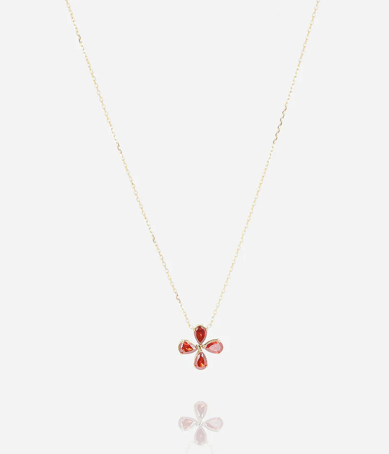 Collier Estial ZAG fleur pierres colorées acier doré bijou femme Divinity Sète