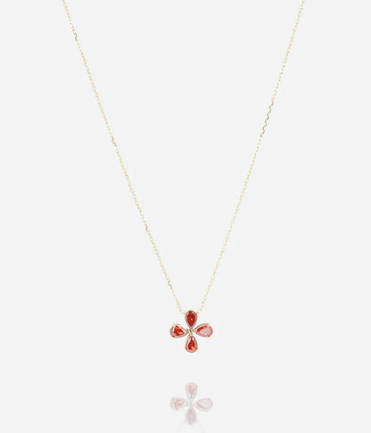 Collier Estial ZAG fleur pierres colorées acier doré bijou femme Divinity Sète