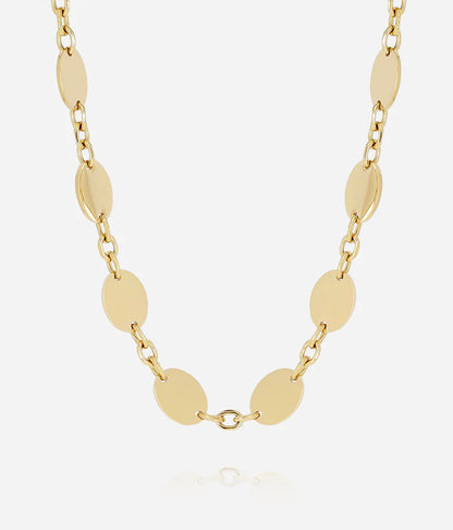 Collier Farinole ZAG doré pastilles plates chaîne acier inoxydable bijou femme Divinity Sète