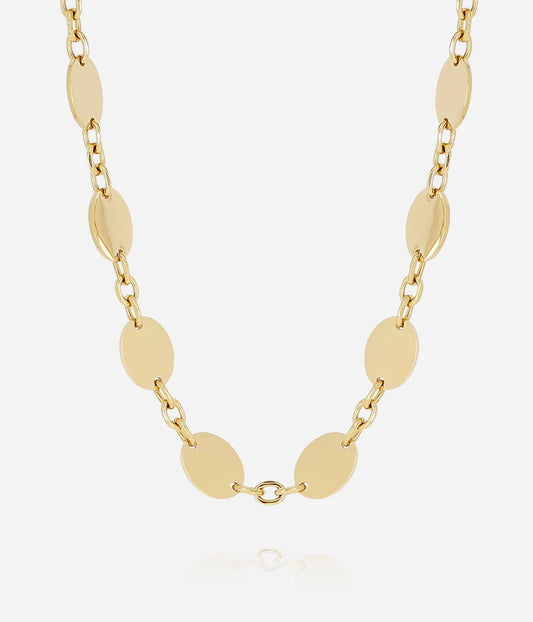 Collier Farinole ZAG doré pastilles plates chaîne acier inoxydable bijou femme Divinity Sète