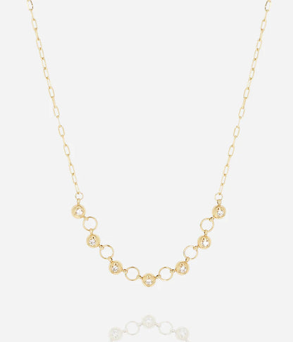 Collier Felice ZAG zircon acier doré anneaux bijou femme Divinity Sète