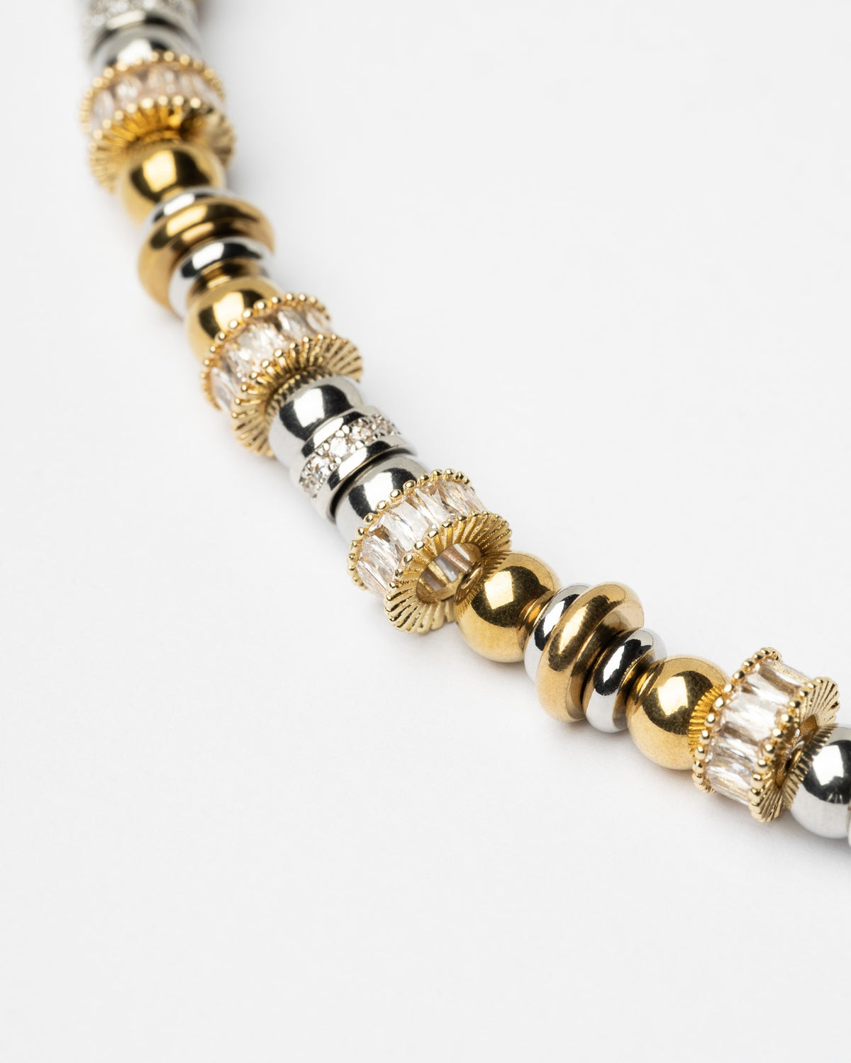 Collier femme Dune Sigal gold et silver avec perles, anneaux et cristaux – Divinity Sète