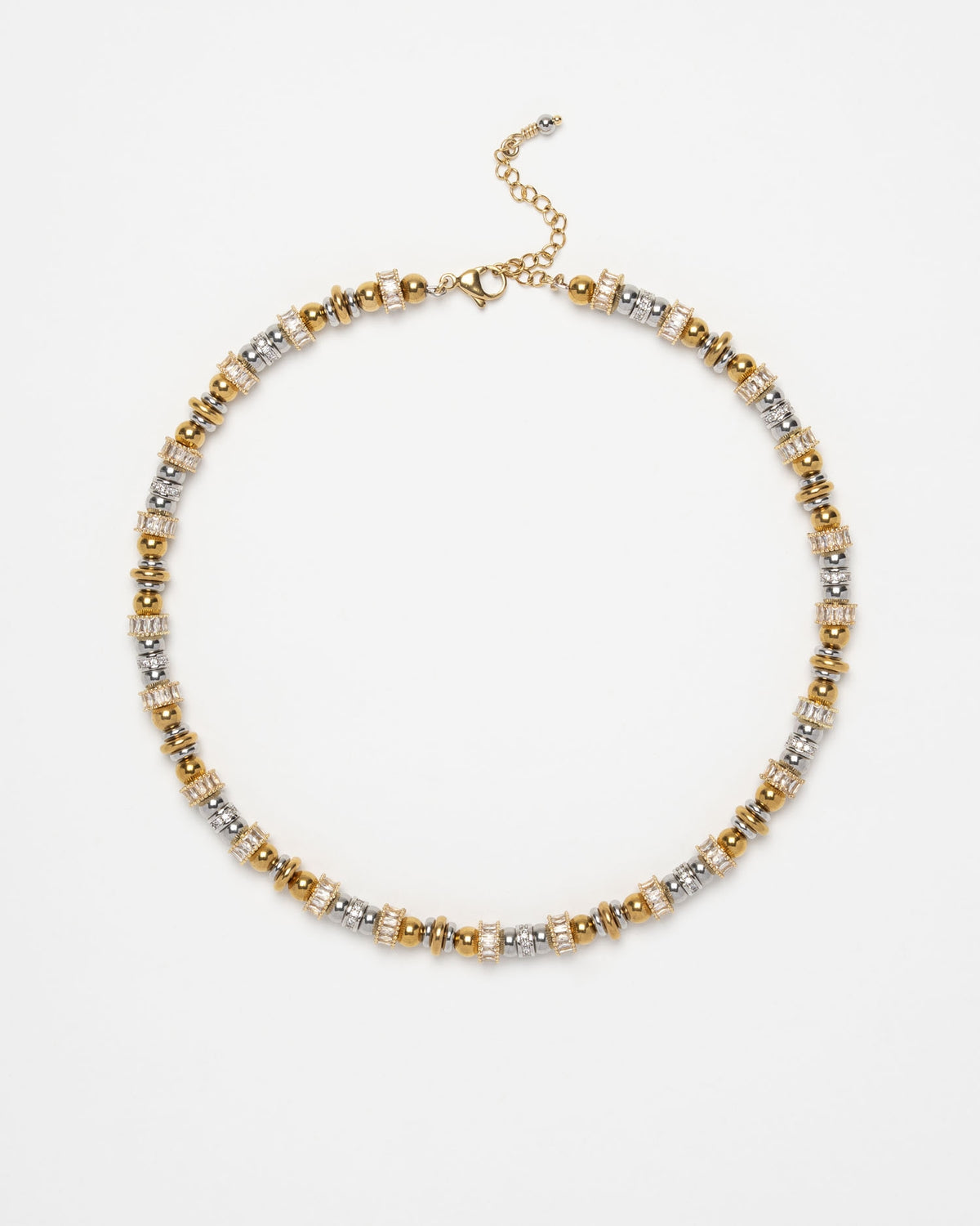 Collier femme Dune Sigal gold et silver avec perles, anneaux et cristaux – Divinity Sète