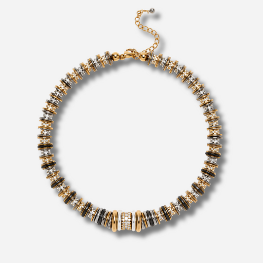Collier femme Wild Noir Sigal gold silver et noir avec cristaux – Divinity Sète
