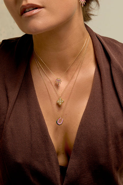 Collier Pink Baraka Mya Bay doré fer à cheval rose