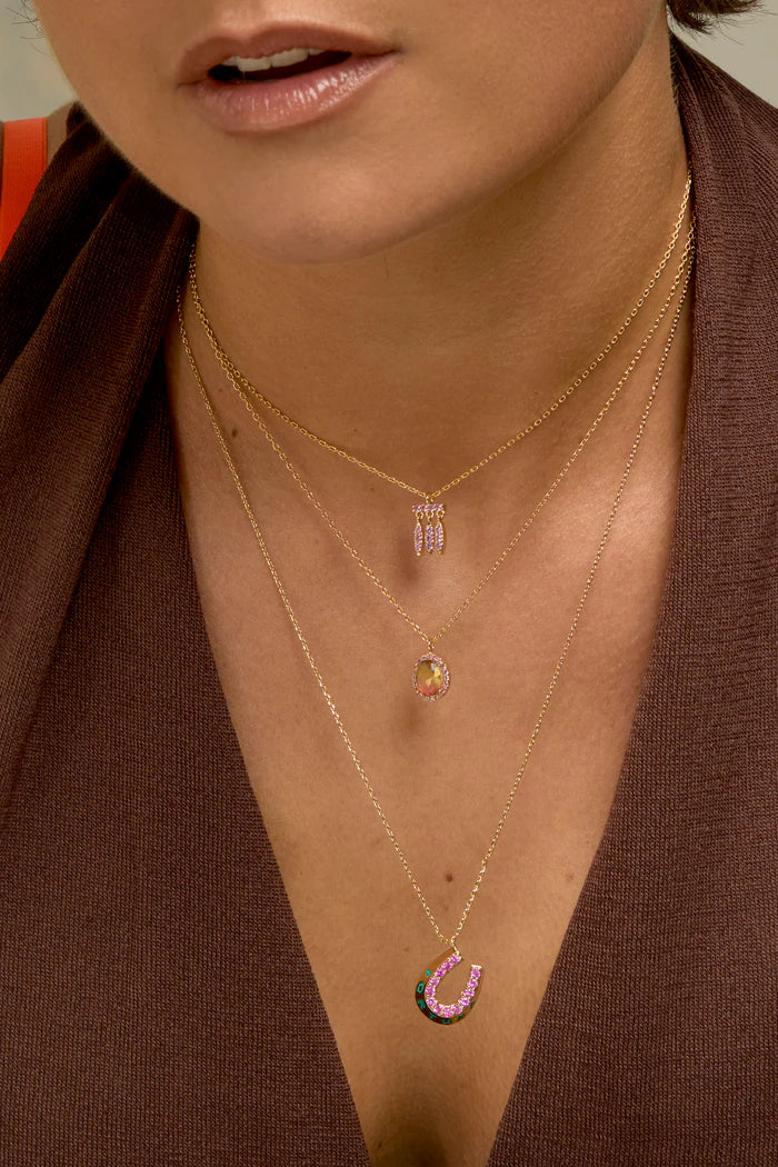 Collier Pink Baraka Mya Bay doré fer à cheval rose