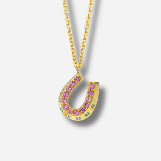 Collier Pink Baraka Mya Bay doré fer à cheval rose