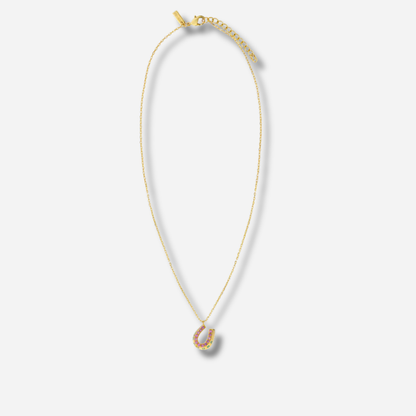 Collier Pink Baraka Mya Bay doré fer à cheval rose