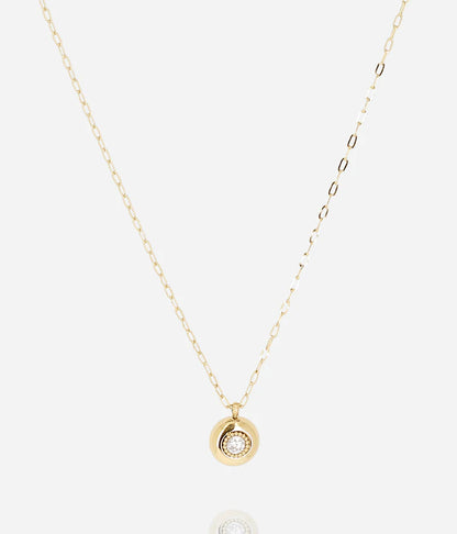Collier Galdo Zag avec pendentif rond serti de strass sur chaîne dorée