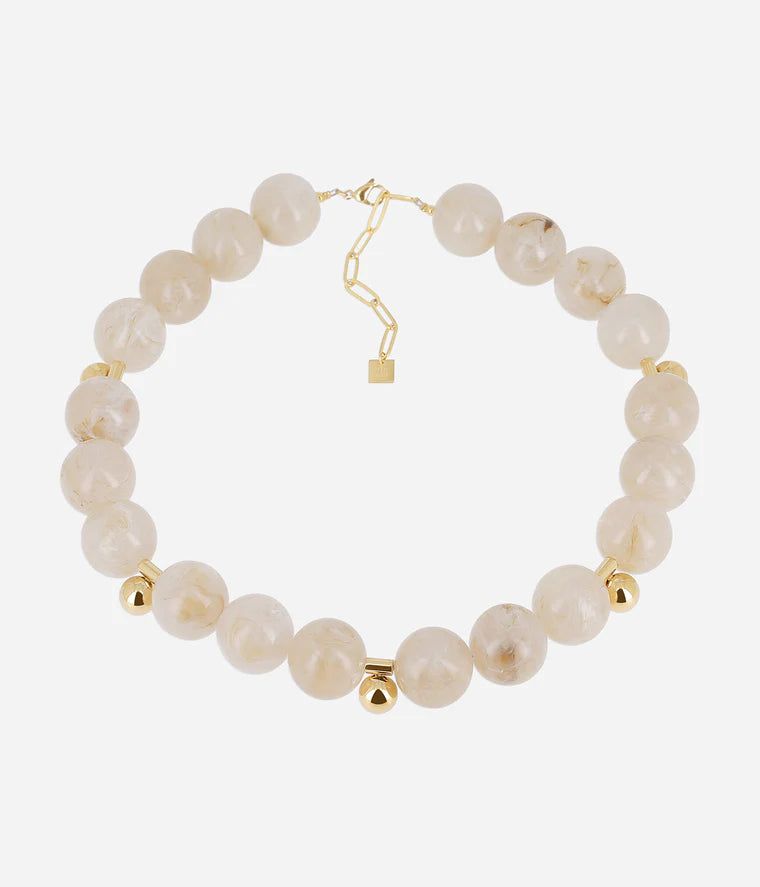 Collier Godella Zag en perles effet nacre avec détails dorés