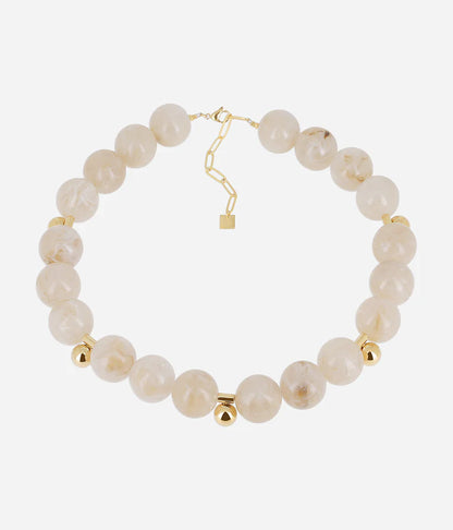 Collier Godella Zag en perles effet nacre avec détails dorés