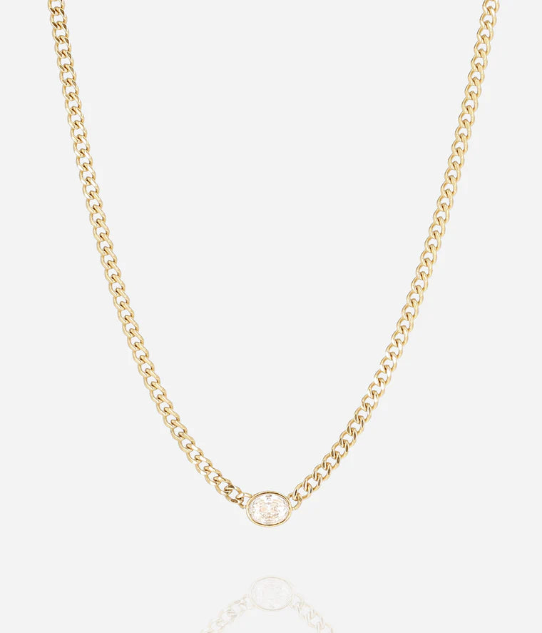 Collier Grazia ZAG chaîne maille zircon acier inoxydable doré bijou femme Divinity Sète
