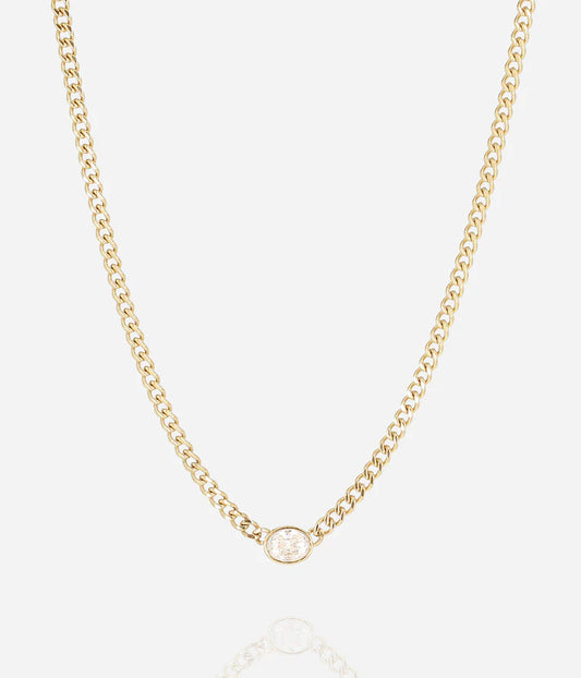 Collier Grazia ZAG chaîne maille zircon acier inoxydable doré bijou femme Divinity Sète