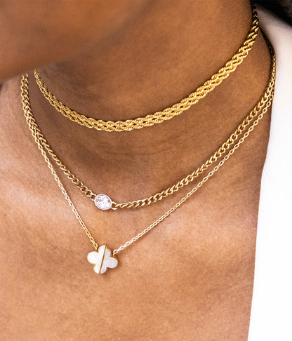 Collier Grazia ZAG chaîne maille zircon acier inoxydable doré bijou femme Divinity Sète