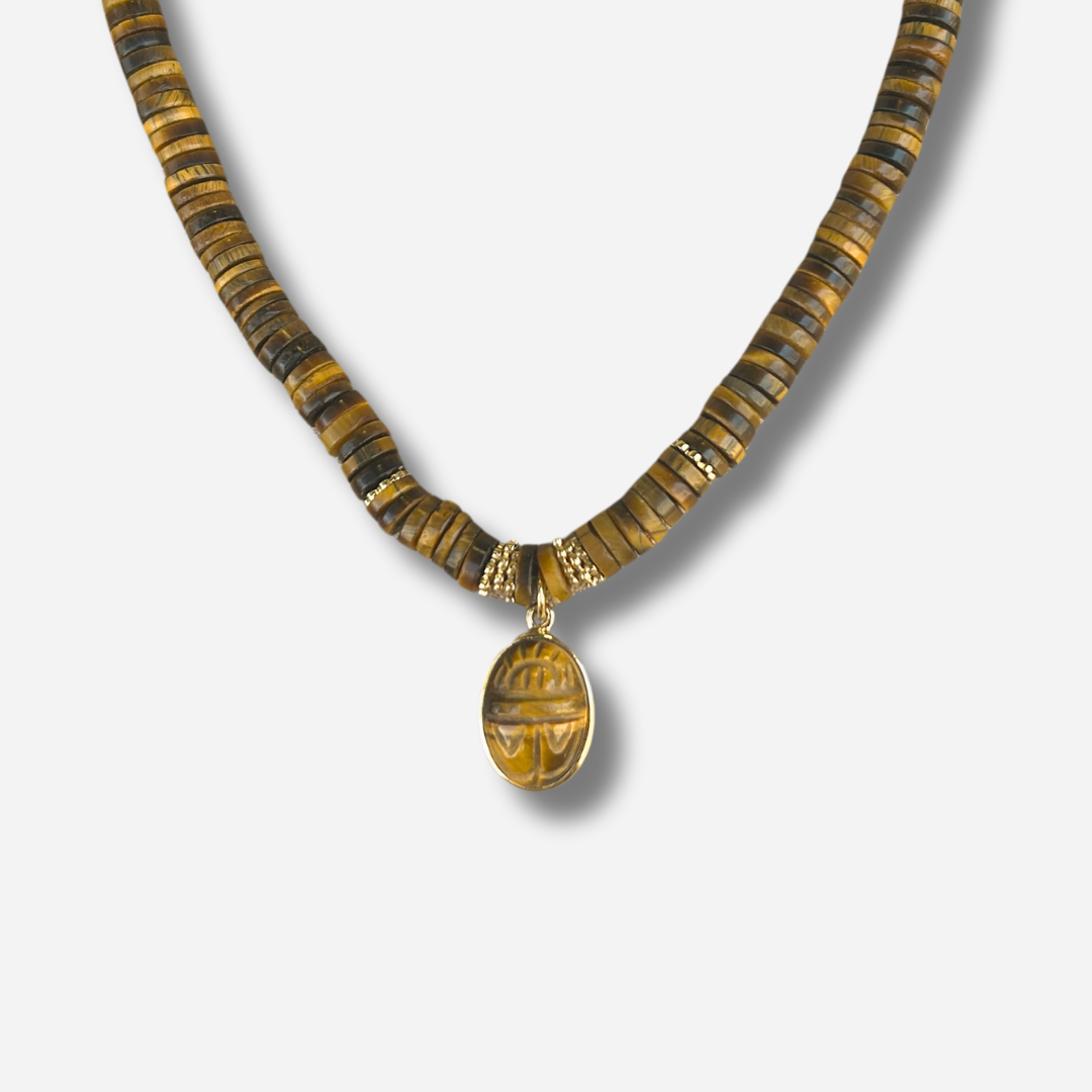 collier-heishi-scarabee-oeildetigre-aufildelo-divinity-sete