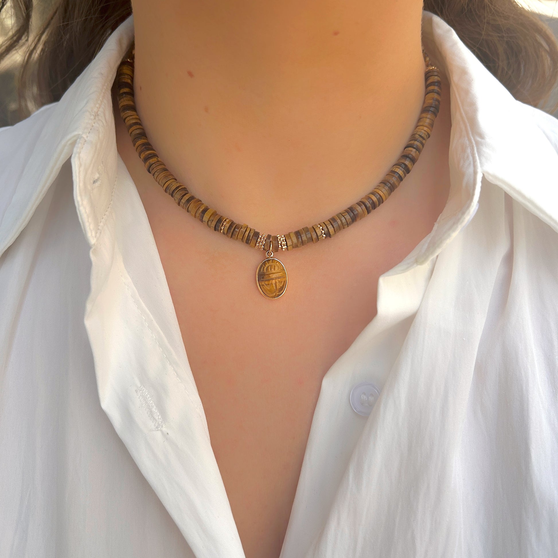 collier-heishi-scarabee-oeildetigre-aufildelo-divinity-sete