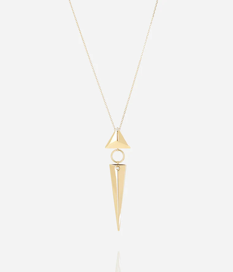 Collier Jabari Zag doré avec pendentif triangle et pointe géométrique