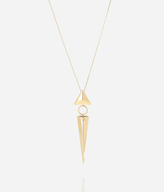 Collier Jabari Zag doré avec pendentif triangle et pointe géométrique