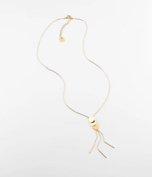 Collier Jazz Zag doré pendentif pastilles et chaînettes