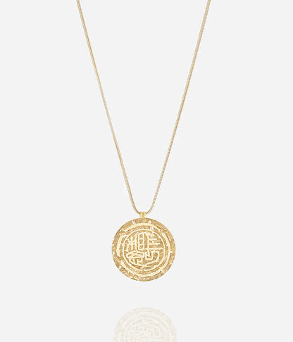Collier Jud Zag doré médaille gravée style pièce antique