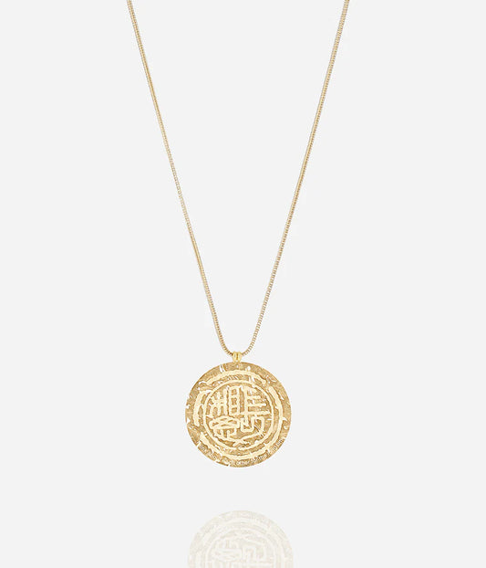 Collier Jud Zag doré médaille gravée style pièce antique