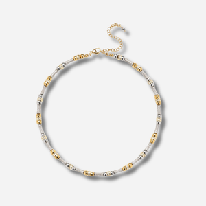 Collier Jungle Sigal perles dorées argent cylindres cristaux