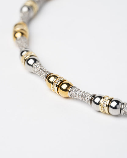 Collier Sigal perles dorées argent pavage cristaux