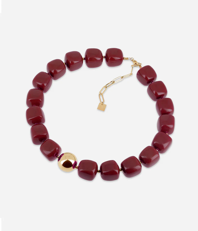 Collier Laios ZAG perles résine colorées boule dorée collier tendance femme Divinity Sète