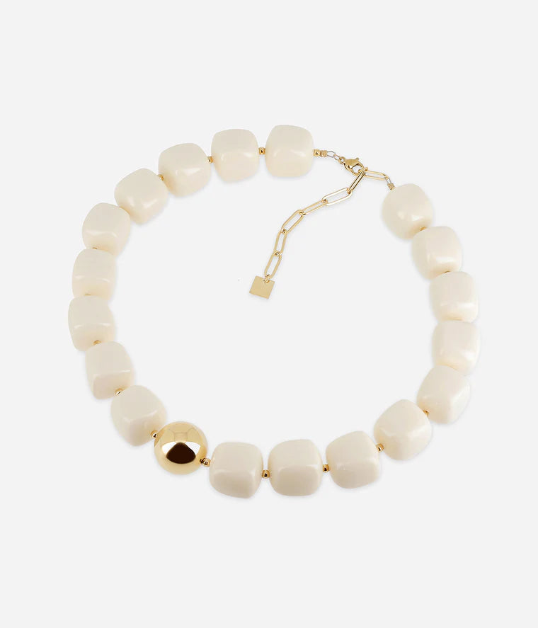 Collier Laios ZAG perles résine colorées boule dorée collier tendance femme Divinity Sète