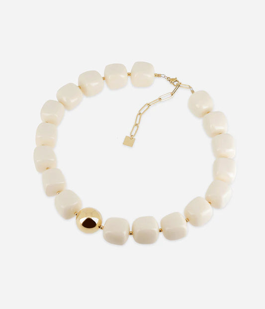 Collier Laios ZAG perles résine colorées boule dorée collier tendance femme Divinity Sète