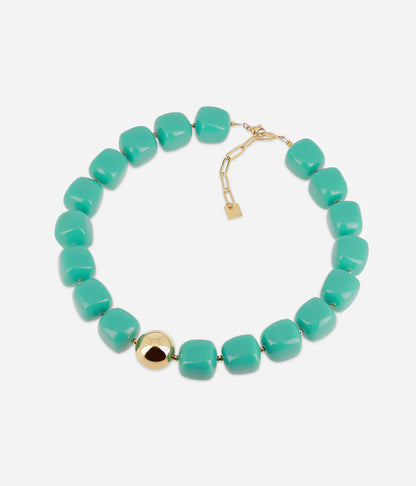 Collier Laios ZAG perles résine colorées boule dorée collier tendance femme Divinity Sète