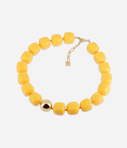 Collier Laios ZAG perles résine colorées boule dorée collier tendance femme Divinity Sète