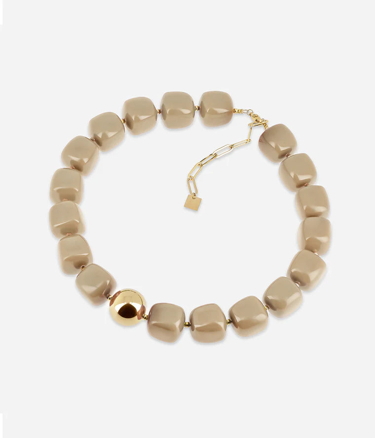 Collier Laios ZAG perles résine colorées boule dorée collier tendance femme Divinity Sète