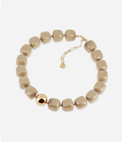 Collier Laios ZAG perles résine colorées boule dorée collier tendance femme Divinity Sète