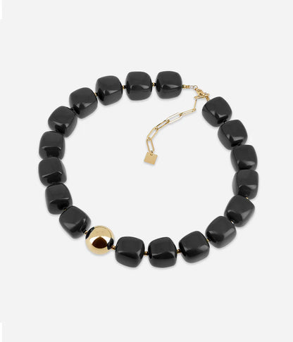 Collier Laios ZAG perles résine colorées boule dorée collier tendance femme Divinity Sète
