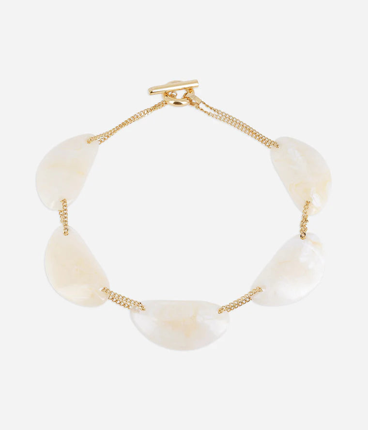 Collier Lento ZAG acier doré pierres nacrées bijou femme élégant Divinity Sète