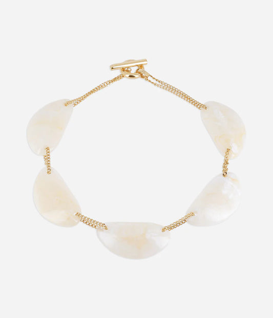 Collier Lento ZAG acier doré pierres nacrées bijou femme élégant Divinity Sète