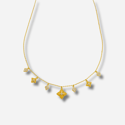 Collier Lotus Liberty Gold MYA BAY doré avec pendentifs fleurs et strass

