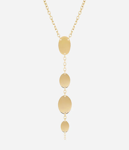 Collier Lozzi ZAG acier doré médailles ovales cascade long bijou femme tendance Divinity Sète