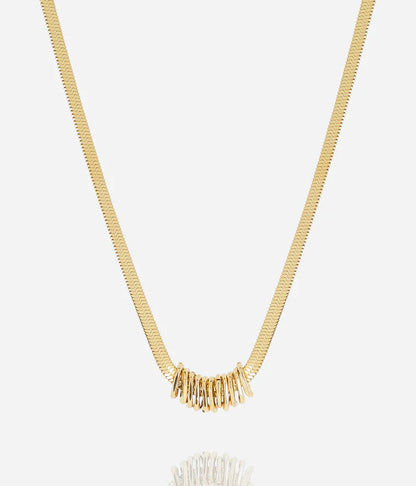 Collier Luis Zag doré maille plate anneaux centraux